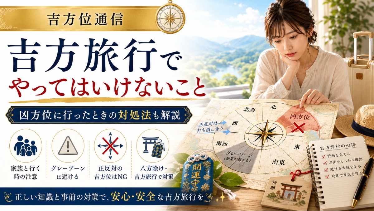 吉方旅行（方位取り）でやってはいけないこととは？　凶方位に行動してしまったときの対処法も解説！